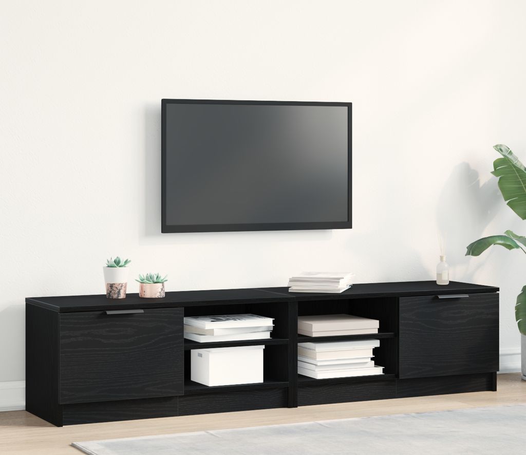 vidaXL TV-Schränk 2 pcs Schwarz Eichen-Optik 80 x 35 x 36,5 cm