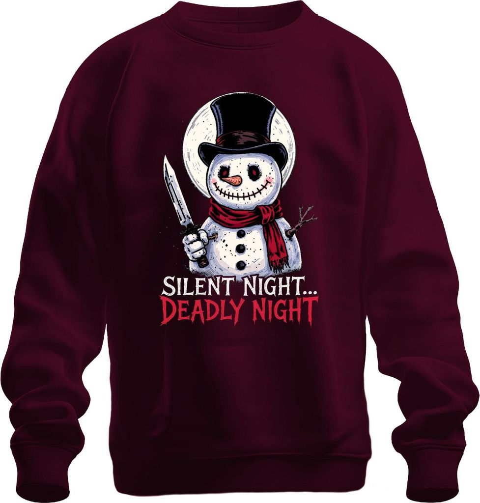 Silent Night Deadly Night Schneemann Messer Gruselig Geschenk Uni Sweatshirt Pullover, Burgundy, 3XL
