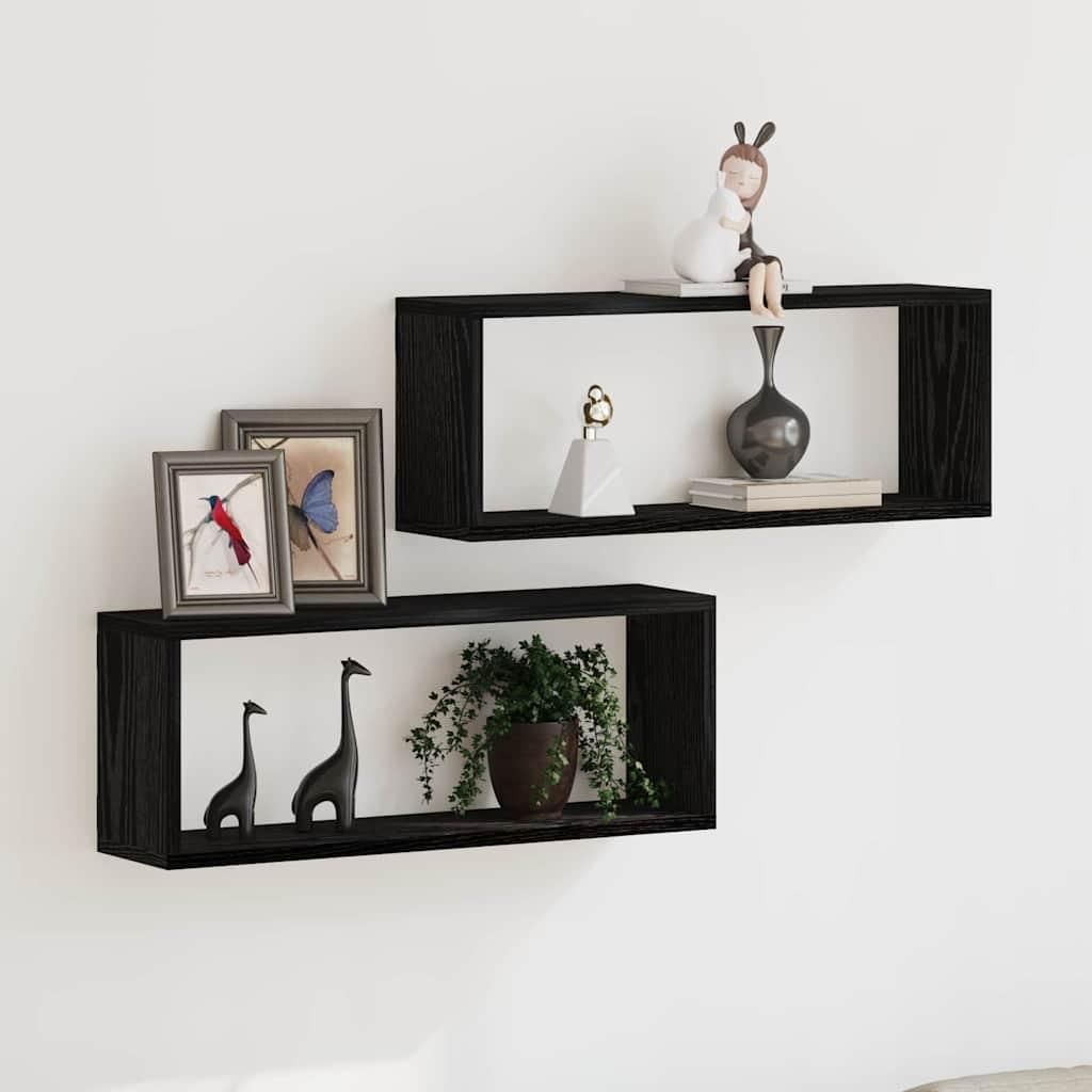 Maison Exclusive - Wandregale mit Regal 2 pcs Schwarz Eichen-Optik 60 x 15 x 23 cm