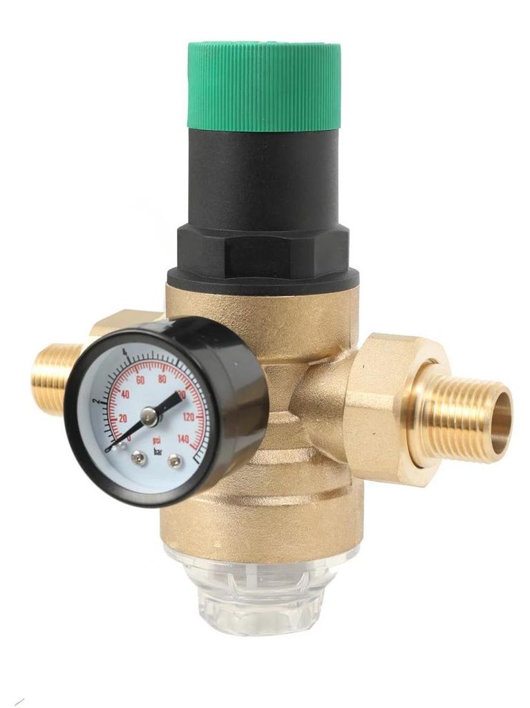 Wasserdruckminderer - DN15 Druckregler Ventil - Messing - Mit Manometer - Integrierter Siebfilter - Einstellbarer Ausgangsdruck