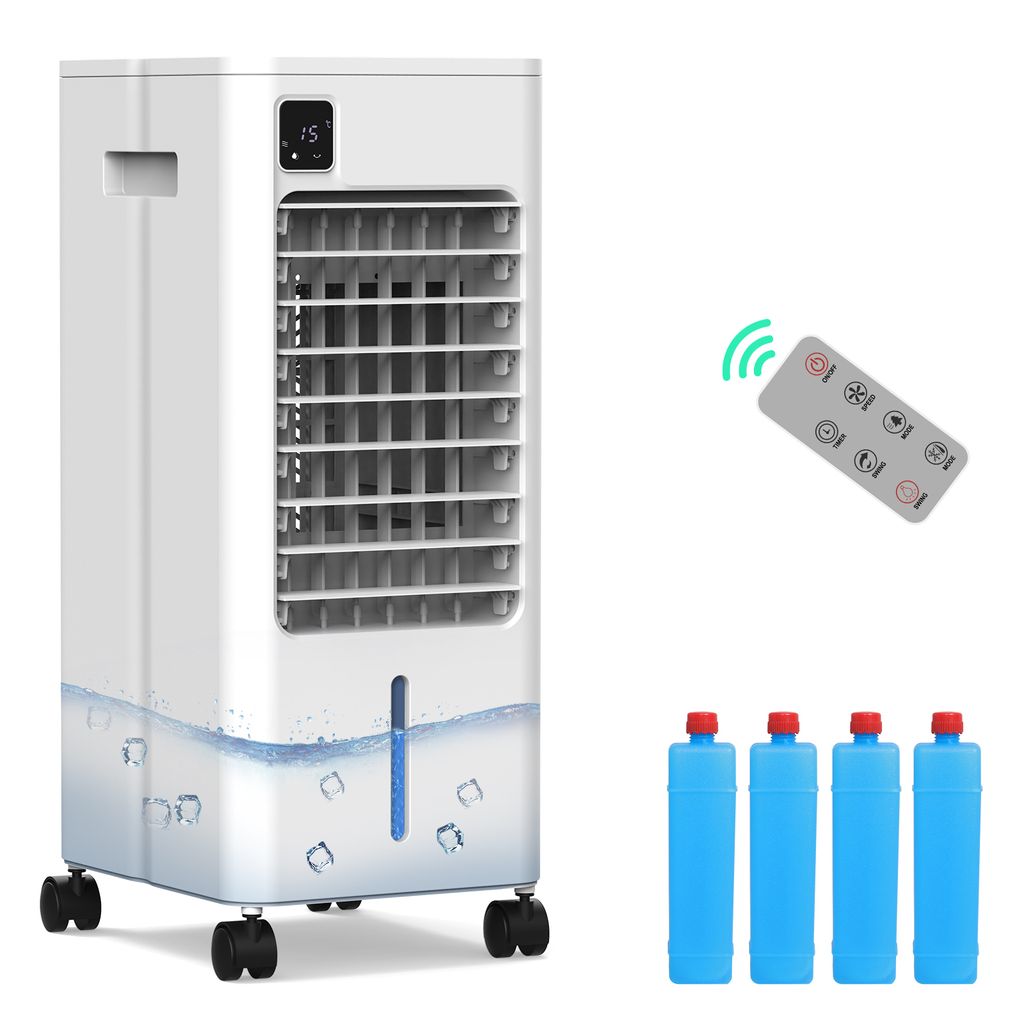 Puluomis 3 in 1 Luftkühler mit 3 Geschwindigkeiten 8L, 12h Timer und Fernbedienung Ventilator mit Wasserkühlung Mobile Klimageräte für bis zu 2...
