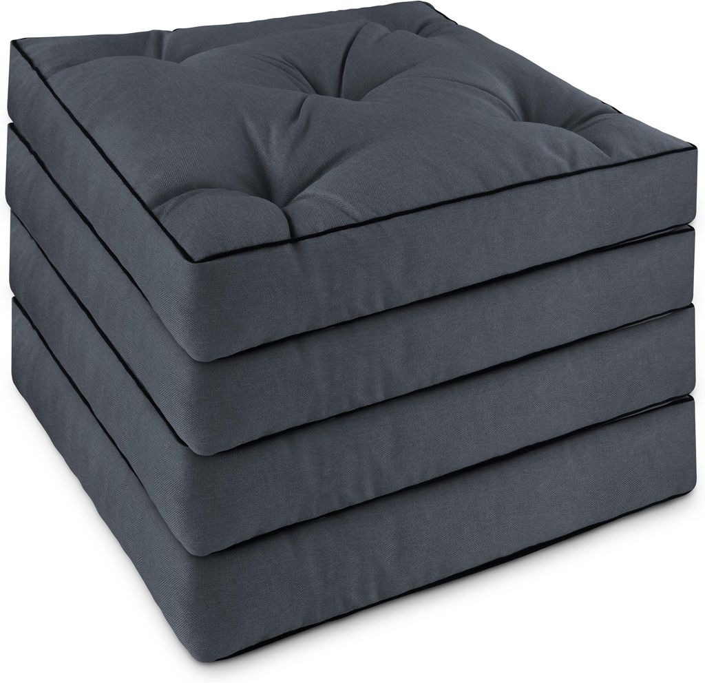Stuhlkissen 4er Set 50x50 cm, 10 cm dick, wasserabweisend, Produktbild 