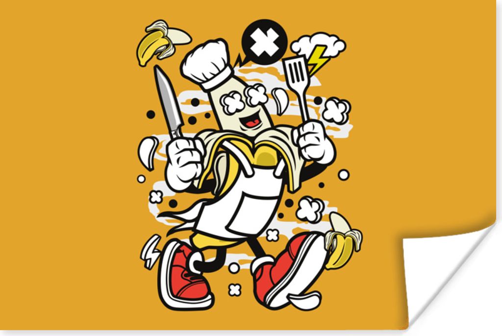 MuchoWow Poster Vintage - Banane - Schürze 30x20 cm - Plakate - Print