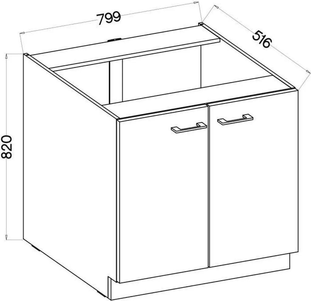 Rangement bas compact 80 cm chêne/noir mat pour optimiser vos petits espaces - 3