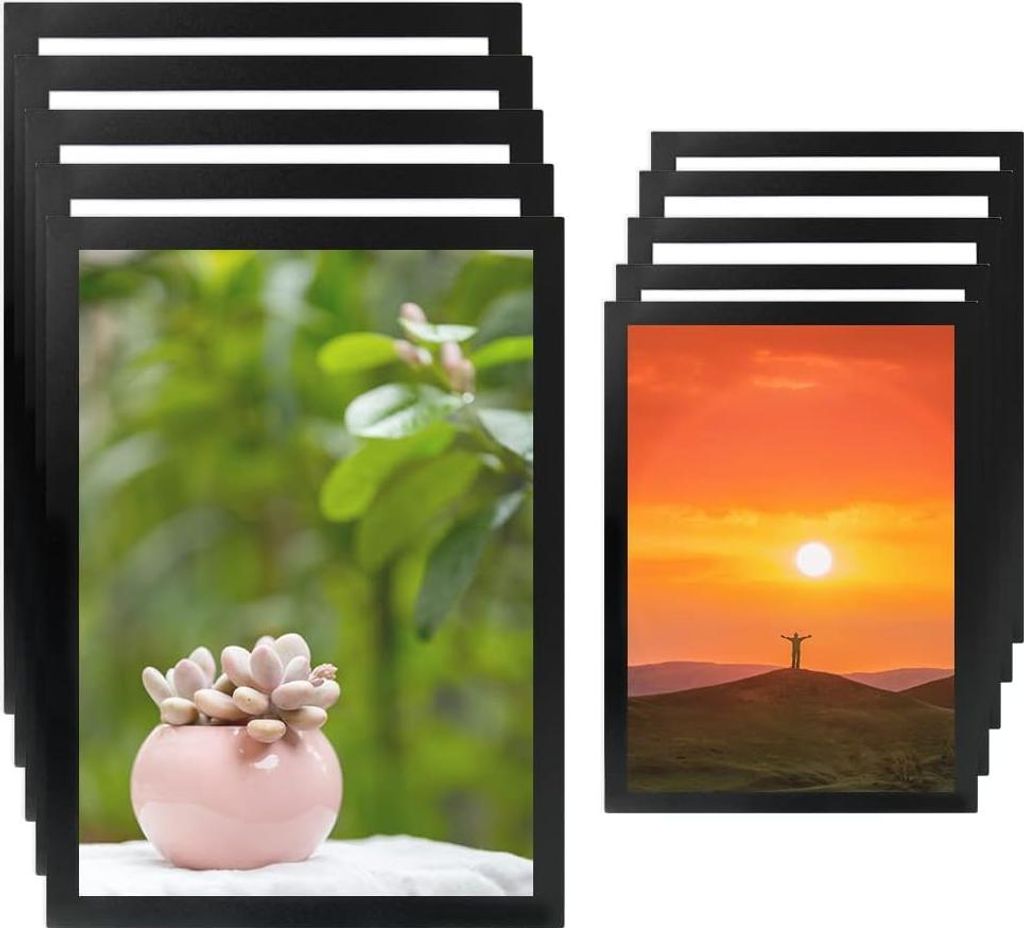 Magnetische Fotolijst Set - 10 Stück - A4 & A3 Format - Wasserdicht - Selbstklebend - Für Wand, Tür, Fenster - Dokumentenhalter - Lizenz- & Foto...