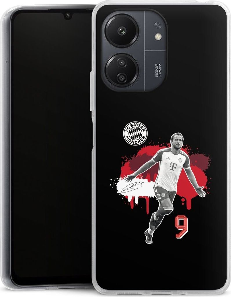 DeinDesign Handyhülle für Xiaomi Redmi 13C 4G Silikon Hülle Case Smartphone Schutzhülle FC Bayern München Offizielles Lizenzprodukt Harry Kane