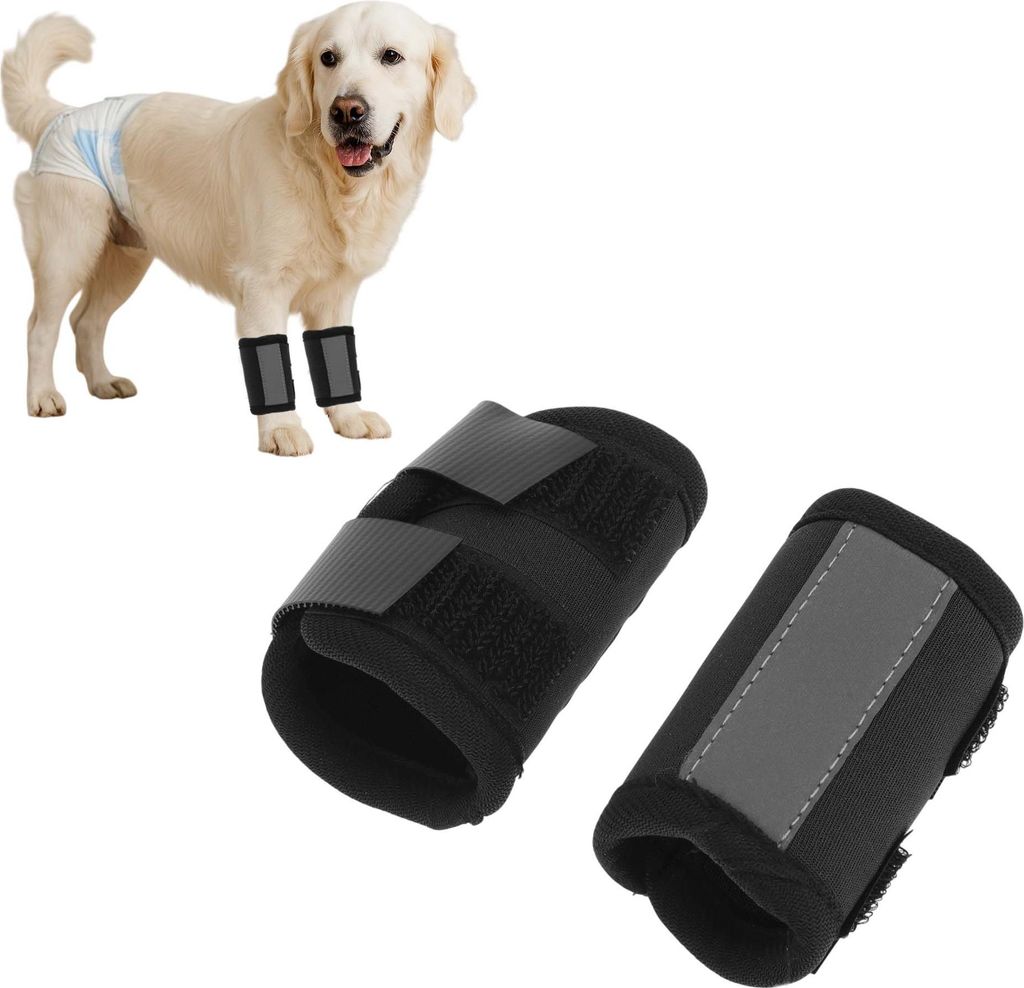 1 Paar Hundevorderbein-Gelenkstütze Hock-Wickelmanschette Mit Reflektierendem Streifen, Tierarzt-Operation Schaden Bandage Wickel Schwarz Klein 4....