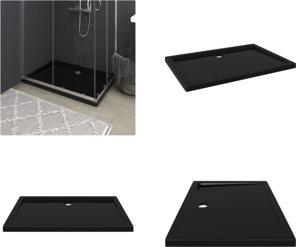 vidaXL Duschtasse ABS Rechteckig Schwarz 70x100 cm - Duschwanne - Duschwannen - Duschtasse - Duschtassen