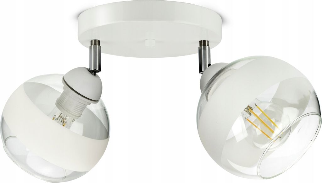 LUXOLAR Led Deckenleuchte Schwenkbar - Deckenlampe 2 flammig Weiß E27 60W - Lampe für Wohnzimmer, Küchen - Weiß Glas Kugeln