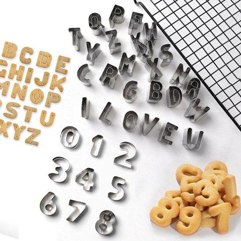 Metallische U-Vormen, Buchstaben und Ziffern, Edelstahl, U-Formen, Kekse, U-Form, für Ostern, Backformen, Kuchen, Kekse, Dekoration, 36 Stück