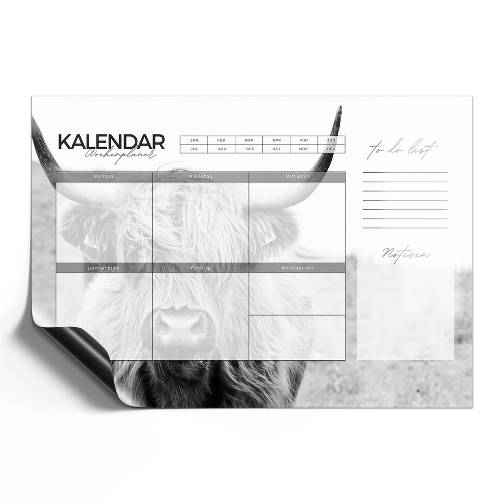 DEQORI Magnetmatte Universal 30x21 cm (A4) 'W-Planer 2 Rind (DE)' Magnetfolie Kalender Planer