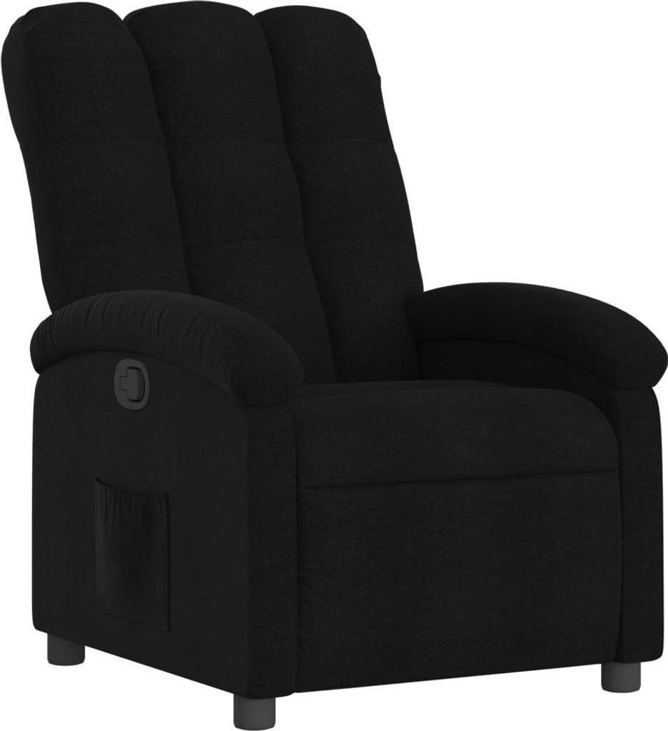 Relaxsessel Schwarz Stoff mit manueller Liegefunktion 70x93x101 cm bis 110 kg