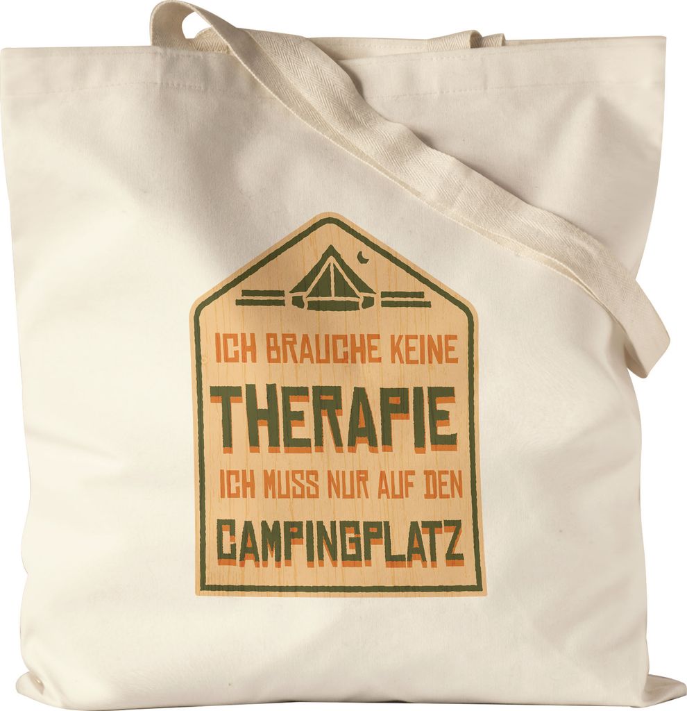 Brauche keine Therapie muss nur auf den Campingplatz Jutebeutel Camping Zelten Wohnwagen Geschenkidee