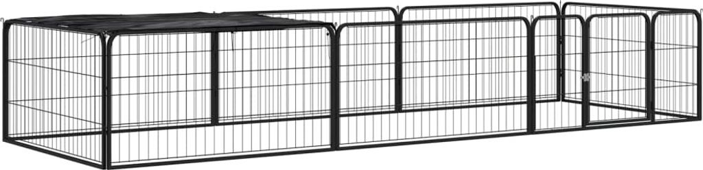 "2026 MODERNE"8-tlg. Hundelaufstall Schwarz 100x50cm Stahl Pulverbeschichtet Promotion384157 - Sonstiges Hundezubehör