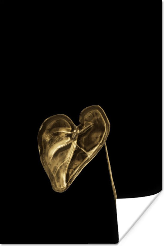 MuchoWow Poster Blatt - Herz - Gold 80x120 cm - Papierdruck