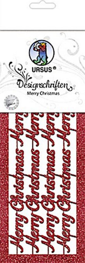 Ursus 57540001 - Designschriften Merry Christmas, 2 Bogen, rubinrot