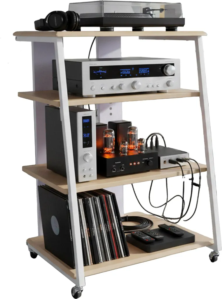 Scaffale Multimediale Relaxdays Hi-Fi 4 Livelli - Mobile Audio Nero
