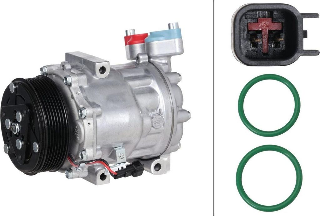 Klimakompressor 12 V Ø 110 mm HELLA Thermo-Expertise für u.a. FORD TRANSIT