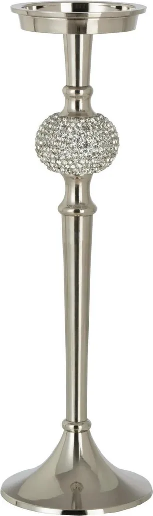 Bougeoir en Acier Argent Moyen J-Line - Finition Métallique Brillante