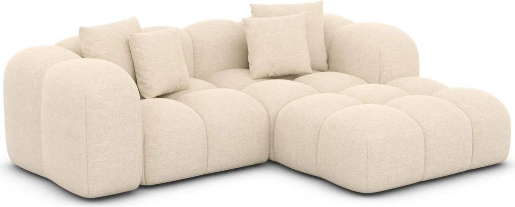 Strukturstoff L-Form Studio Sofa Valora Creme Rechts