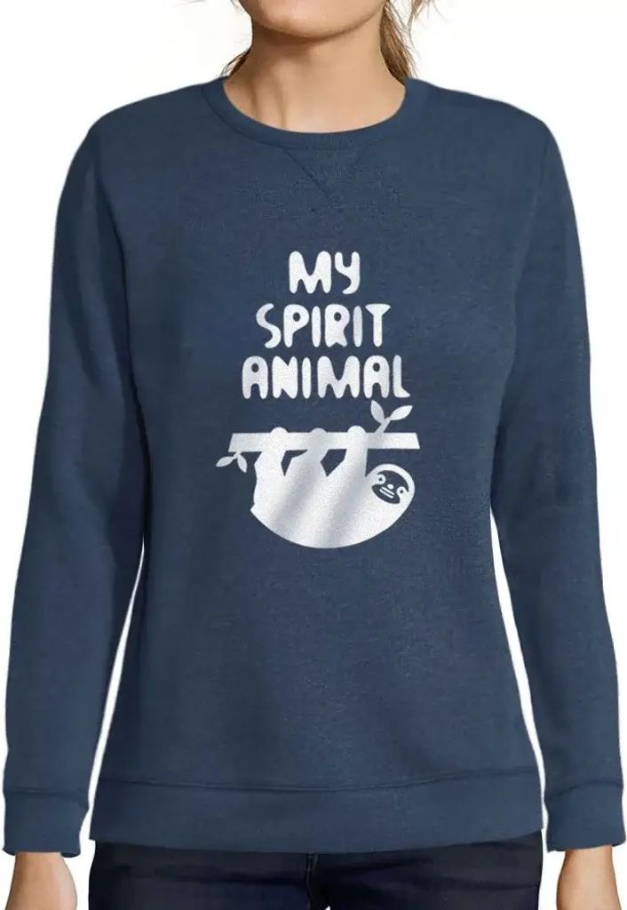 Damen Grafik Sweatshirt mit Aufdruck Faultier Ist Mein Geistiges Tier – Sloth Is My Spirit Animal – Öko-Verantwortlich Vintage Jahrgang Langar...