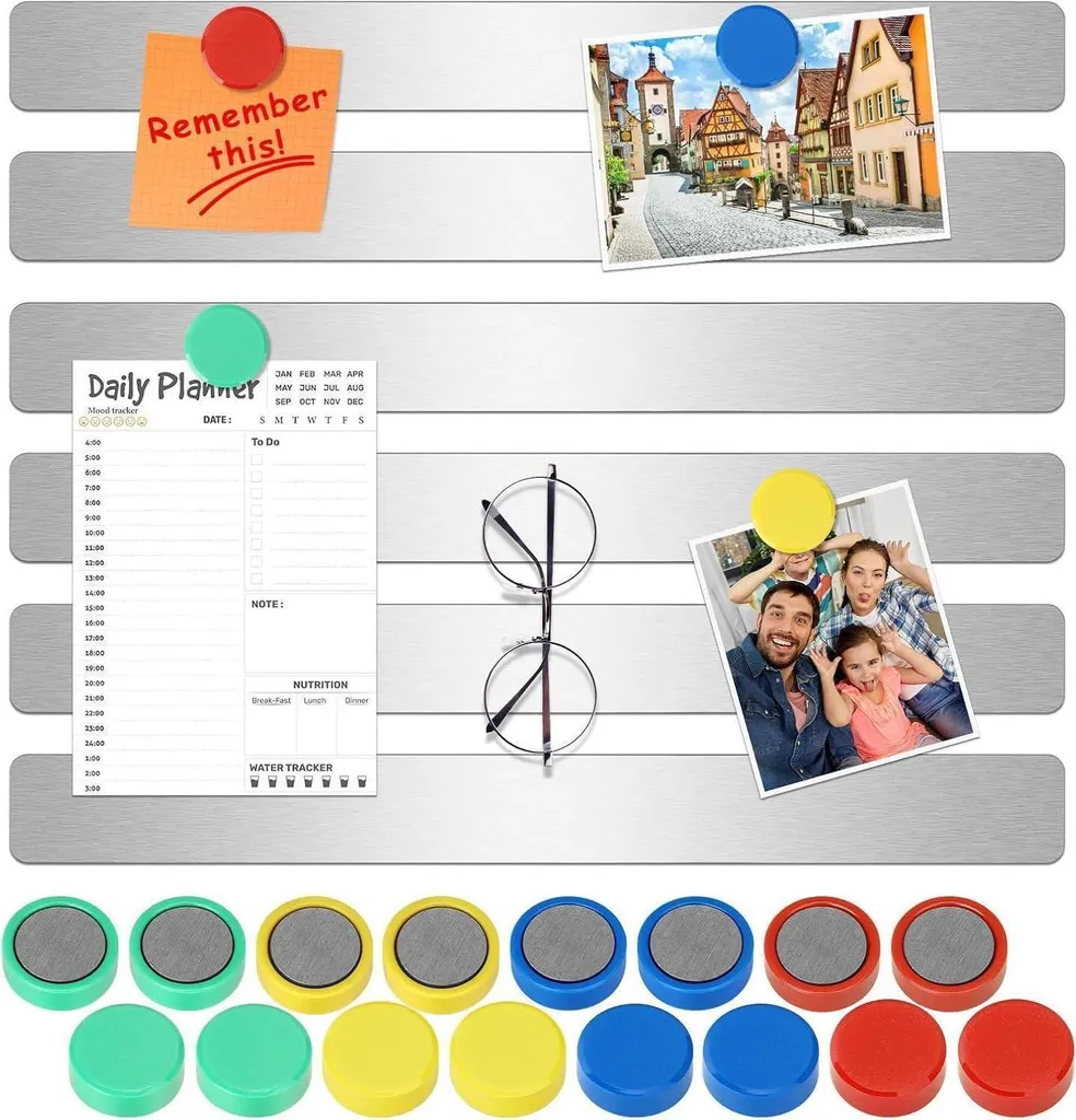 Memo Board Magnetica Wukong 30x3cm - Set 6 Strisce Autoadesive Argento