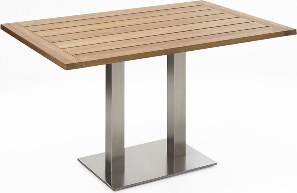 Gartentisch Bistrox 120x81 Tischplatte Teak Recycelt Gestell Edelstahl Gebürstet