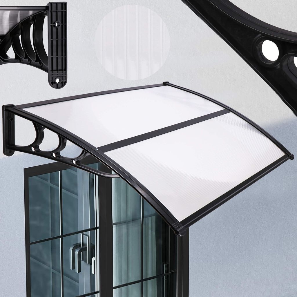 Springos ürvordach Überdachung Polycarbonat Transparent Vordach über Haustür Balkon Regenschutz 120 x 75 x 23 cm