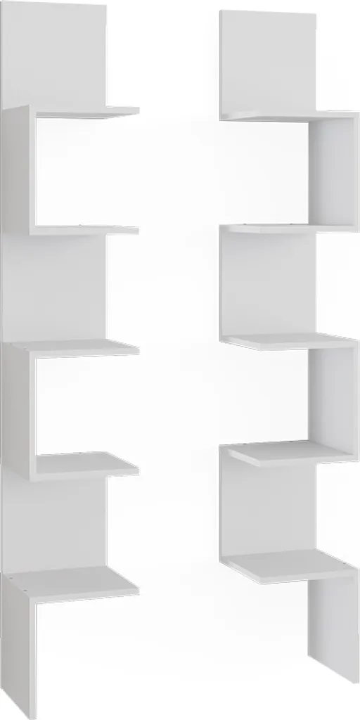 Étagère de Coin Haute Paolo Blanche 175 cm Vicco Lot de 2 pour Salon