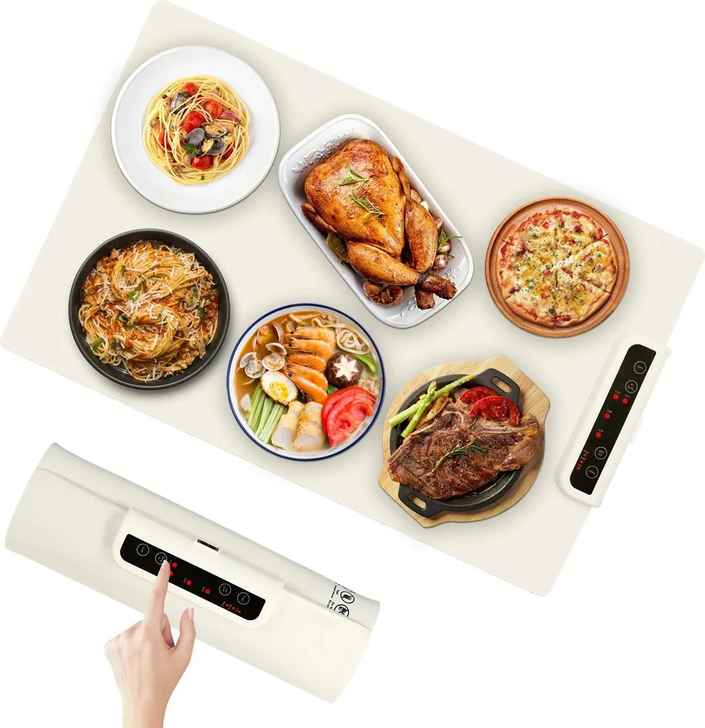 Chauffe-plat électrique pliable en silicone 60x38 cm pour table de fête