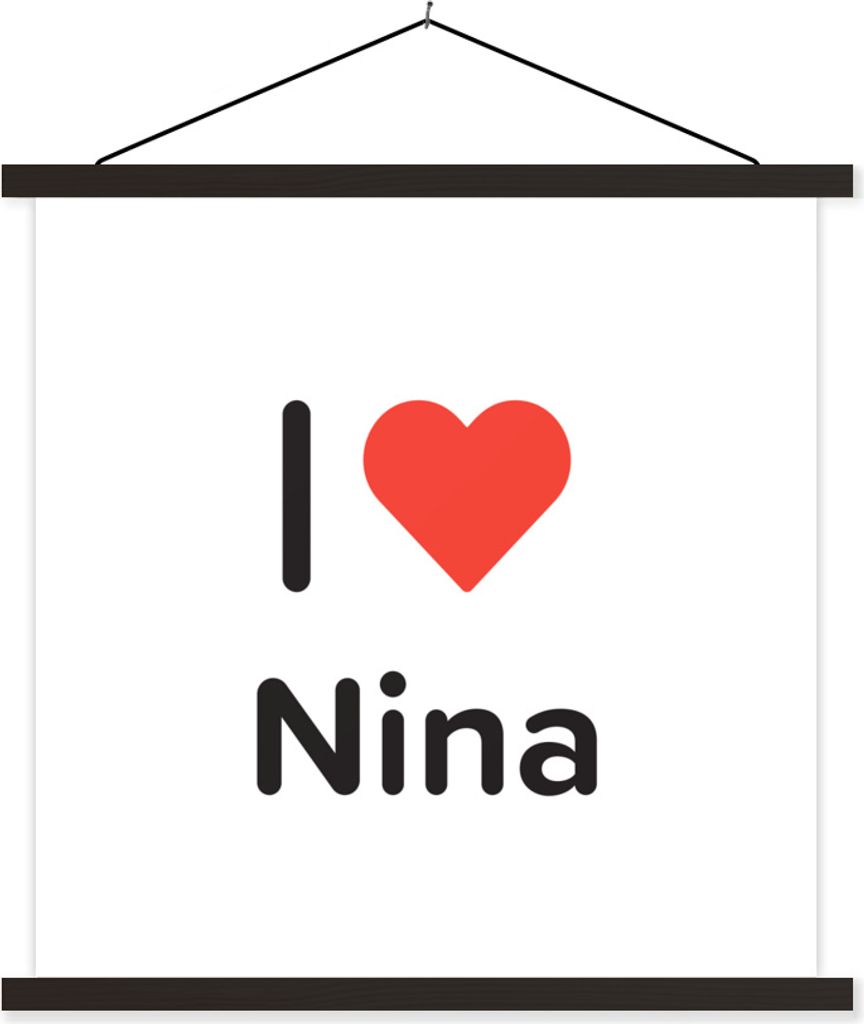 MuchoWow Textilposter Ich liebe - Nina - Mädchen 120x120 cm mit schwarzem Rahmen - Aufhängungsset