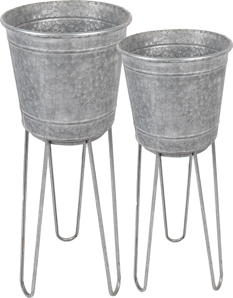 Clayre & Eef Pflanzenhalter Ø 35 Ø 31 cm Grau Metall