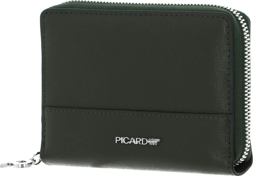 Grand Portefeuille Femme en Cuir Vert Pesto avec Fermeture Éclair Zip