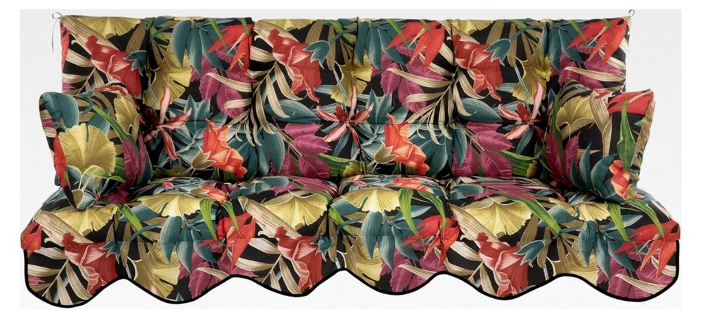 Auflage für Hollywoodschaukel 170x50 cm Bora Bankauflage für Sitzfläche und Rückenlehne mit Schnüren und Volant
