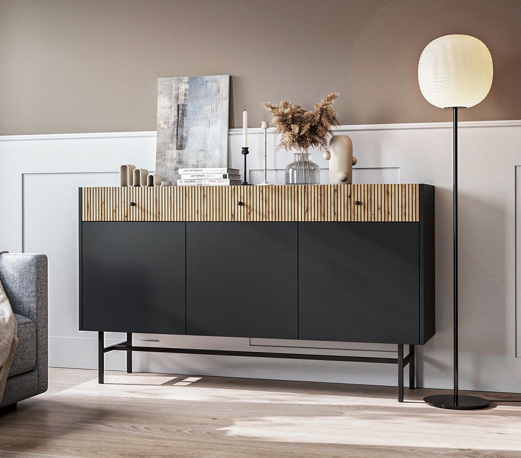 AX LIVING Kommode modern Dinley 155 cm Schwarz mit Produktbild 