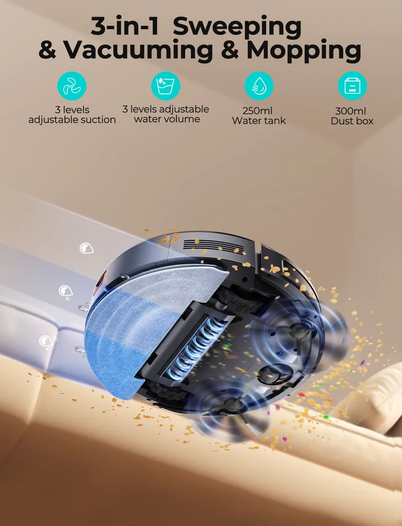 Robot aspirateur laveur polyvalent avec programmation intelligente - 3