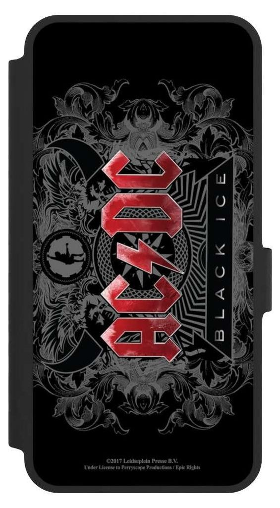 NIVOCASE Klapphülle für Samsung Galaxy A36 5G Handyhülle aus Kunst Leder NIVOflip schwarz ACDC Black Ice Fanartikel