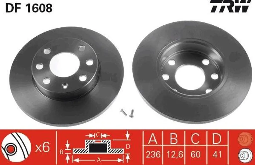 Disque de frein TRW DF1608 OE 569030 pour Opel Corsa B et Vectra A