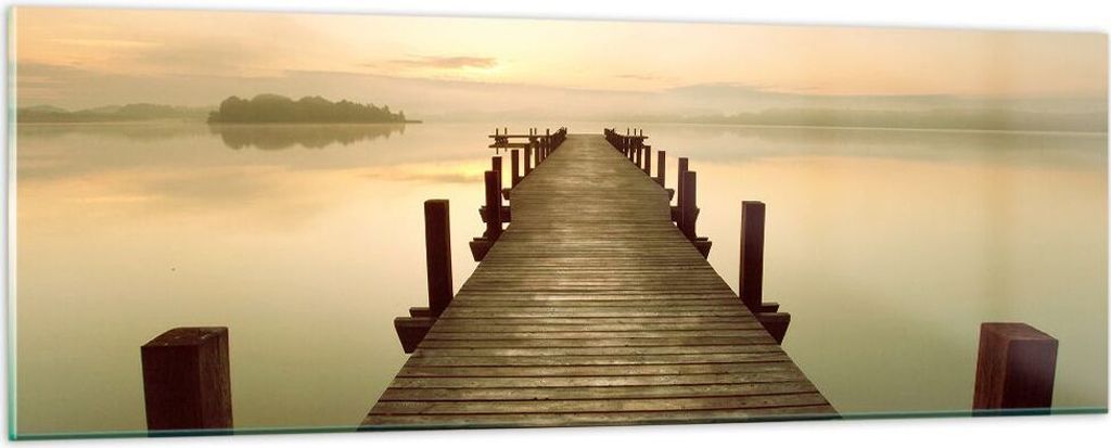 Bilder auf glas - Brücke See - 90x30cm - Glasbilder - Wandbilder - Bilder - Kunstdruck - zum Aufhängen bereit - Wanddekoration aus Glas - Glas Bi...