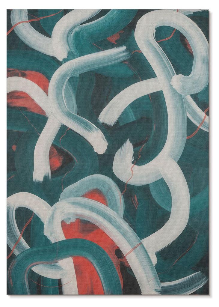 POSTER - 59x84 cm (A1) - Luxo - Abstrakte, dynamische Striche in Türkisfarben - Wandbild für Wohnzimmer Schlafzimmer & Flur, Modernes Poster Wand...