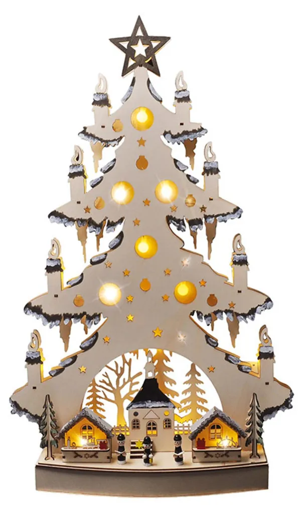 Sapin de Noël bois pour table et buffet - 23 LED Solight 64 cm