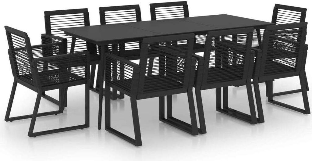 9-tlg. Garten-Essgruppe PVC Rattan Schwarz