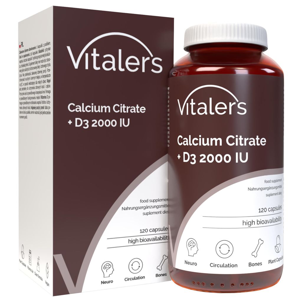 Vitaler's Calcium 120 mg + Vitamin D3 – 120 Kapseln, vegan, 2 Monate Nahrungsergänzung, keine Konservierungsstoffe, reine Zusammensetzung
