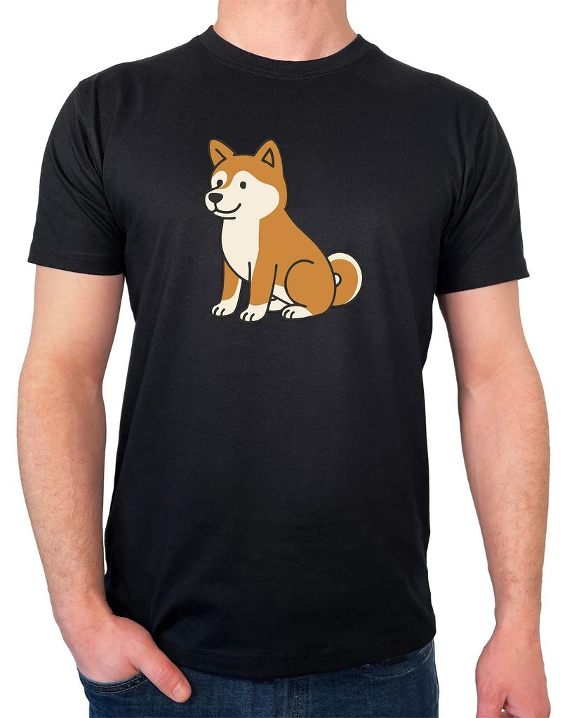 Huuraa Herren T-Shirt Akita Inu Comic Akita XL Black Bio Baumwolle Fairtrade Herrenshirt Geschenkidee