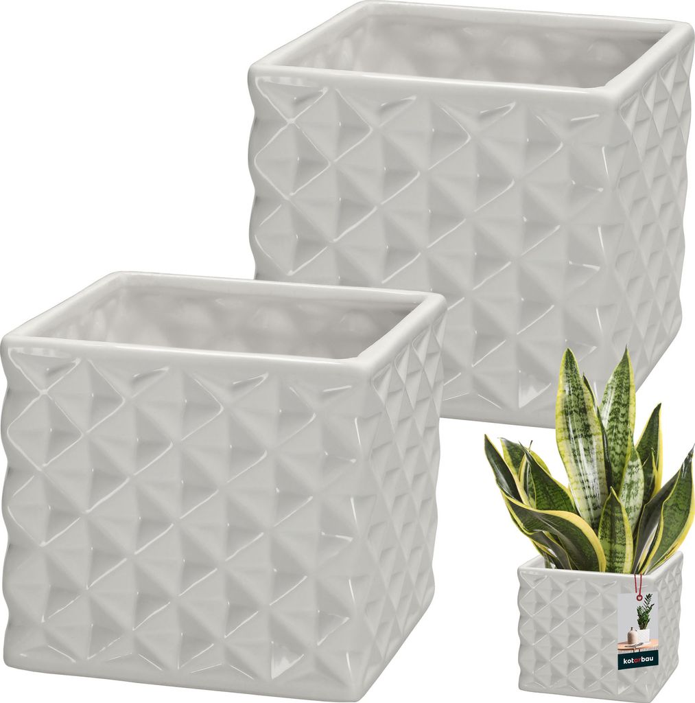 KOTARBAU® Set di 2 vasi da fiori in Vetroceramica smaltata Immagine del prodotto 