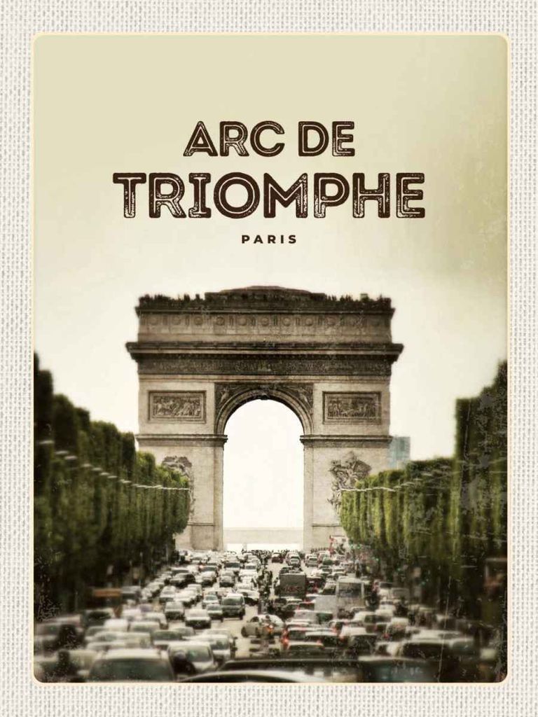 vianmo Holzschild 40x30 cm Arc de Triomphe Paris Retro Bild Bildmotiv Reisemotiv Abenteuer Reisen