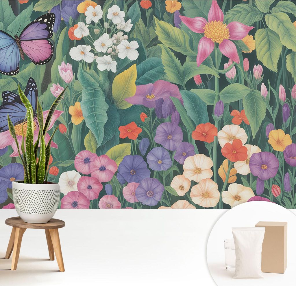 Fototapete - 208x146 cm - Tapete - Wandtapete - Wandbilder - Dekofolie - Tapete Folie - Wand - Dekoration - Wohnzimmer - Blumenexplosion