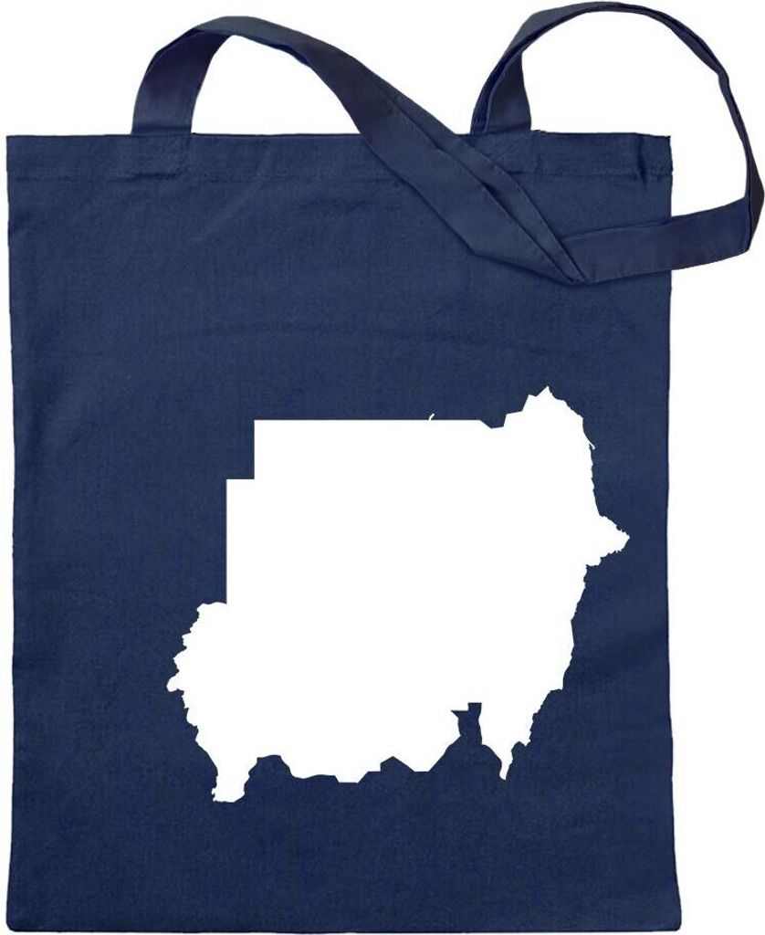 Kiwistar - Baumwolltasche - dunkelblau - Sudan Umriss Kontur - Tragetasche Stoffbeutel Umhängetasche langer Henkel