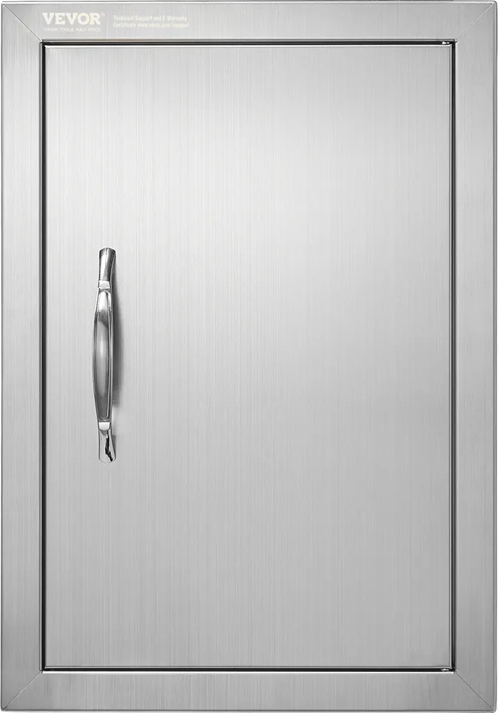 VEVOR porta di accesso al barbecue, 355 x 508 mm, porta singola per cucina esterna, porta da incasso in acciaio inox, porta verticale a parete con maniglia, per isola barbecue, stazione barbecue, mobile esterno