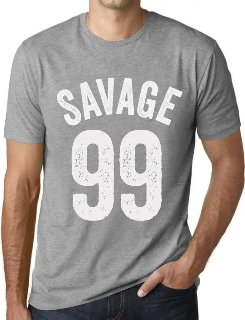 Herren Grafik T-Shirt Savage 99 Geschenk 99. Geburtstag Jahrestag 99 Jahre Jubiläum 99 Jährige Mann Jahrgang 1925 Kurzarm Lustige Druck